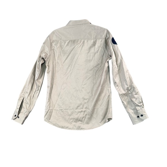 VTG Y2K Phat Farm Mens Tan Military Patch Button Up Shirt Airborne Long Sleeve M - Picture 3 of 8